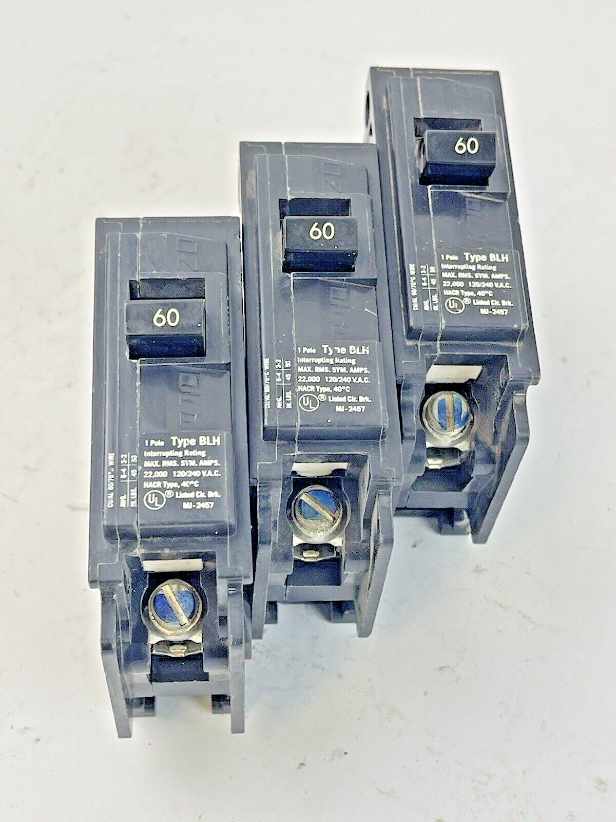ITE *LOT OF 3* - B160H - CIRCUIT BREAKERS - 1 POLE, 60A, 240 VAC, 60Hz TYPE BLH