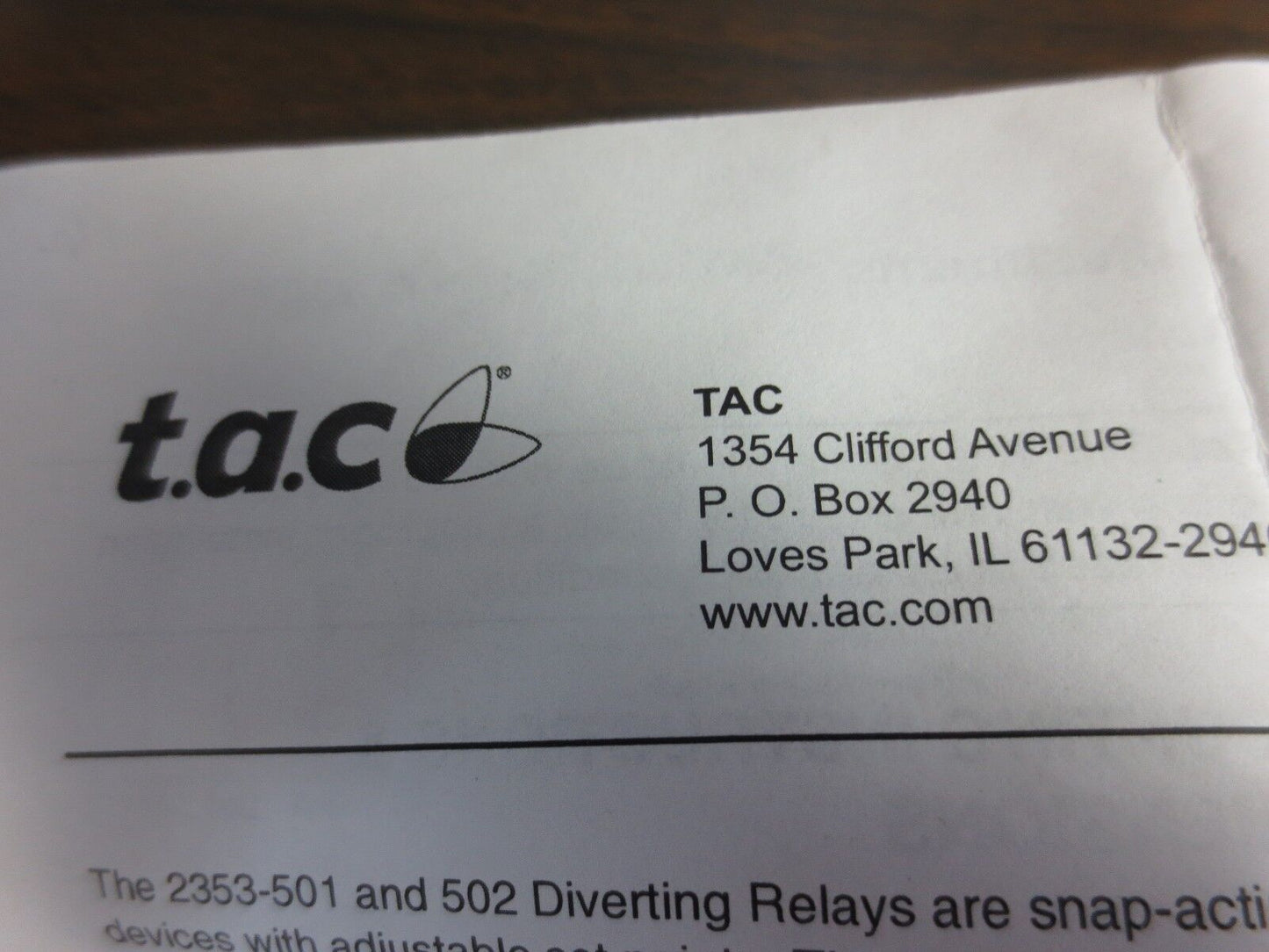 T.A.C. 2353-502 PNEUMODULAR DIVERTING RELAY - NEW SURPLUS - 47-0826