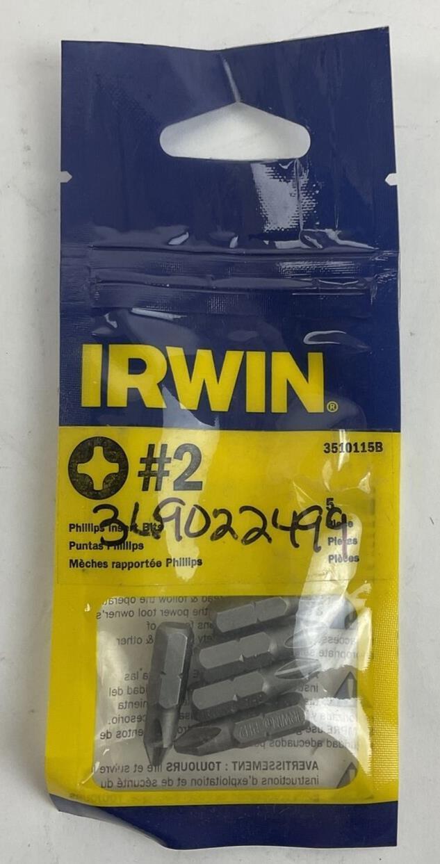 IRWIN 3510115B PHILLIPS INSERT BIT 1AVD8 BAG OF 5 ****LOTOF17****