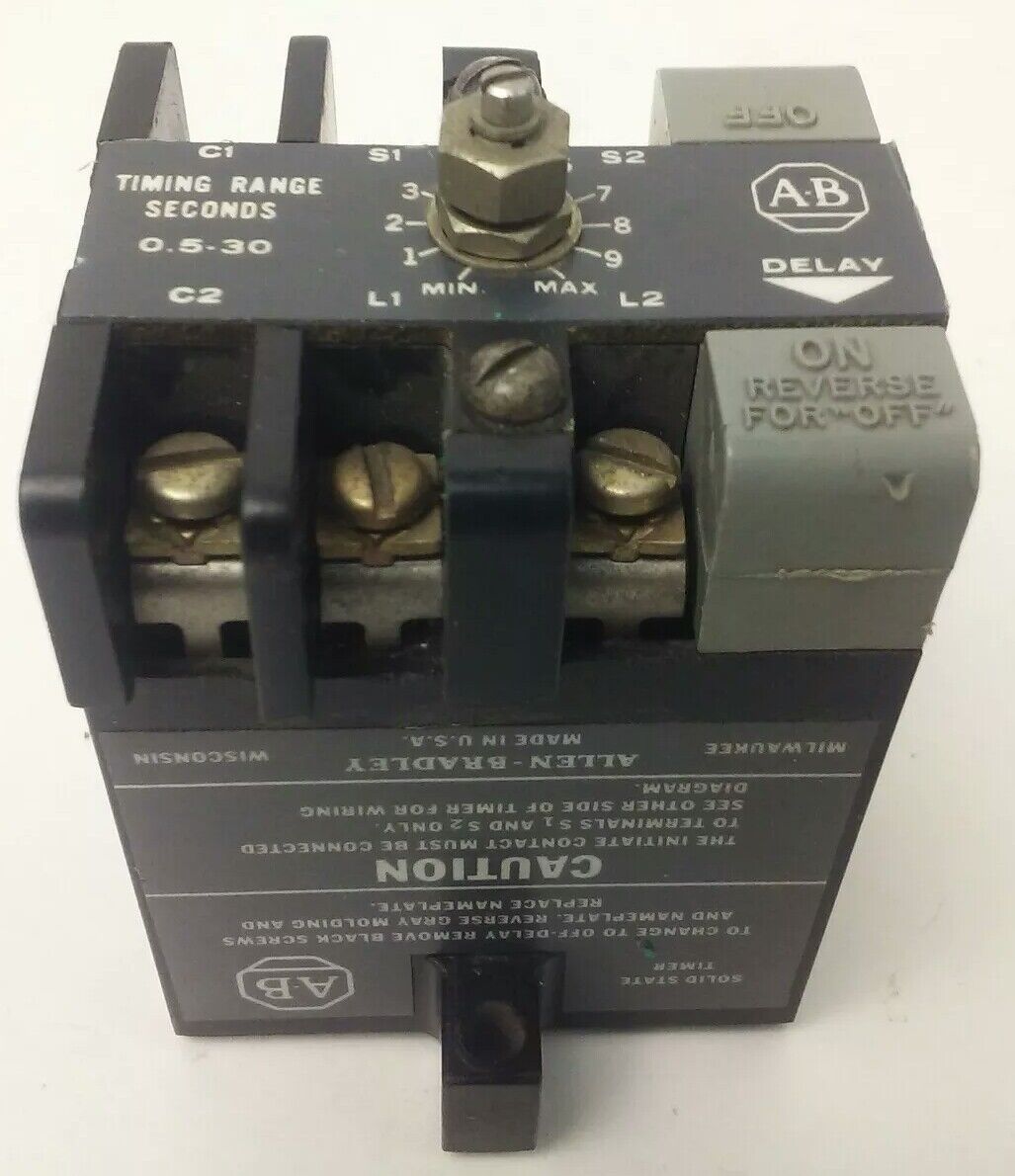 ALLEN BRADLEY 852S-NSB SER.F SOLID STATE TIMER, 0.5-30 SECONDS TIME DELAY RANGE