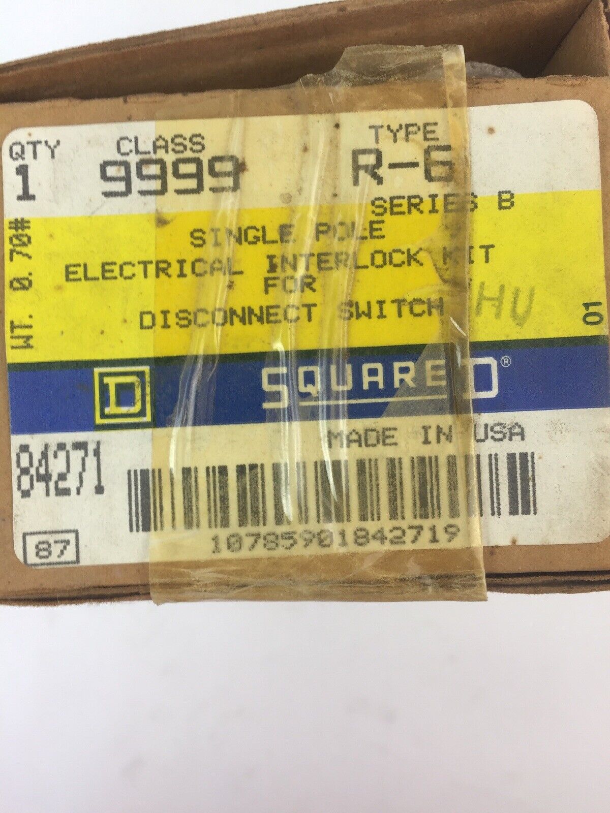SQUARE D 9999 R-6 SINGLE POLE ELECTRICAL INTERLOCK FOR DISCONNECT SWITCH