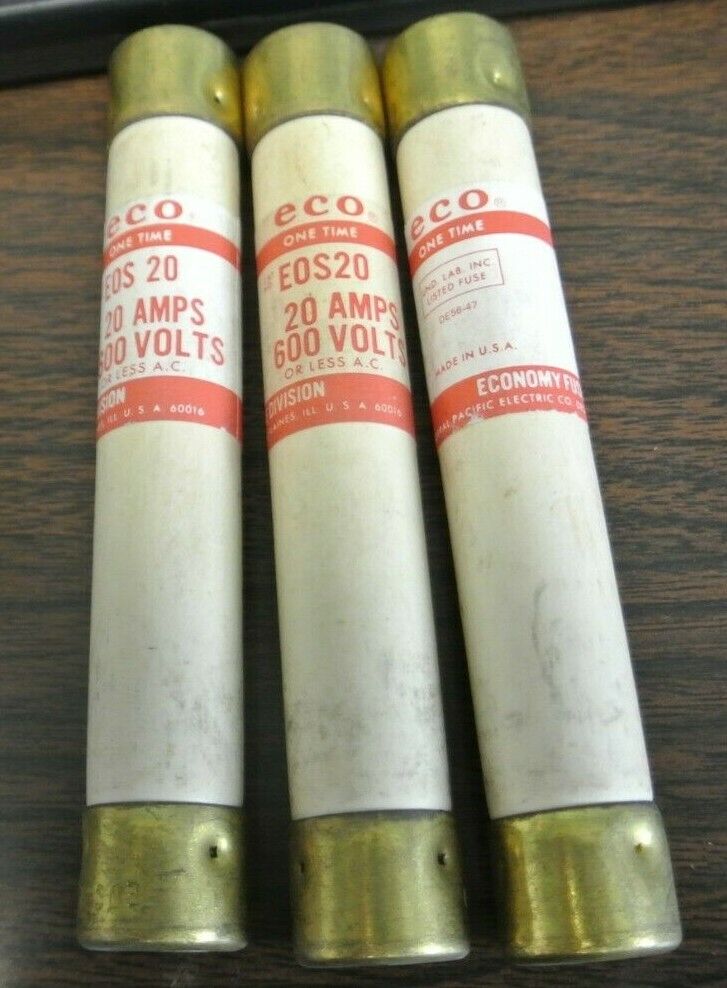 MIXED LOT of 10 / ECO EOS15 (7) & EOS20 (3) FUSE 15A, 20A / 600V / NEW SURPLUS