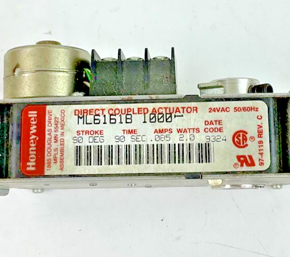 HONEYWELL ML6161B 1000 DIRECT COUPLED ACTUATOR 90DEG STROKE 90SEC .085A 2WATT