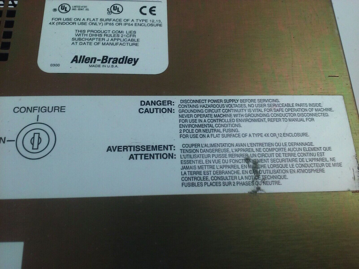 ALLEN BRADLEY 2711E-T10C6 SER. D REV. A PANELVIEW 1000E TERMINAL FRN 5.14