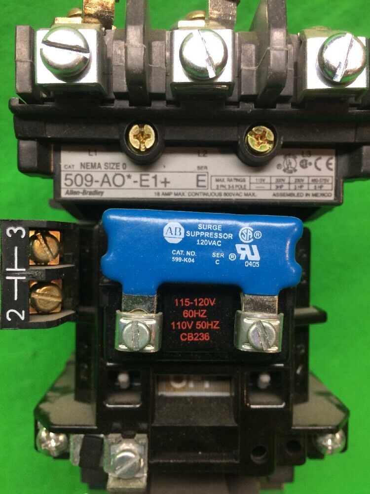 ALLEN-BRADLEY 509-AO*-E1+ SIZE 0 STARTER 120 V COIL 509AOE1+