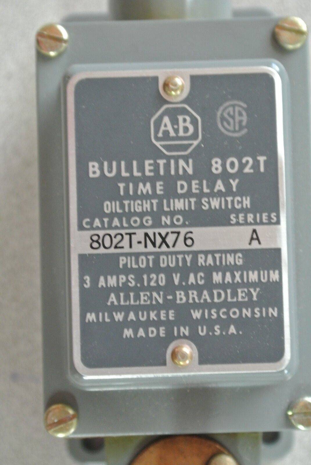 ALLEN-BRADLEY 802T-NX76, Ser. A - TIME DELAY LIMIT SWITCH - NEW SURPLUS