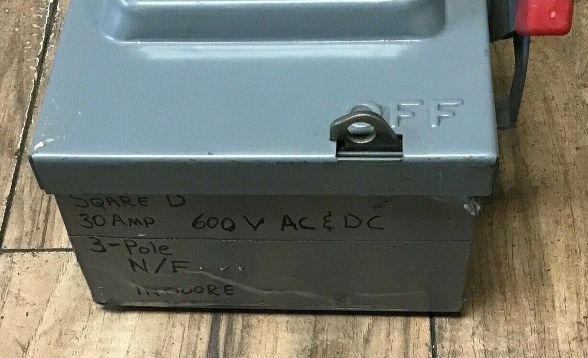 SQUARE D HU361 SAFETY SWITCH SER.E1 30A NON FUSIBLE 600VAC/VDC 600VAC/VDC 30HP