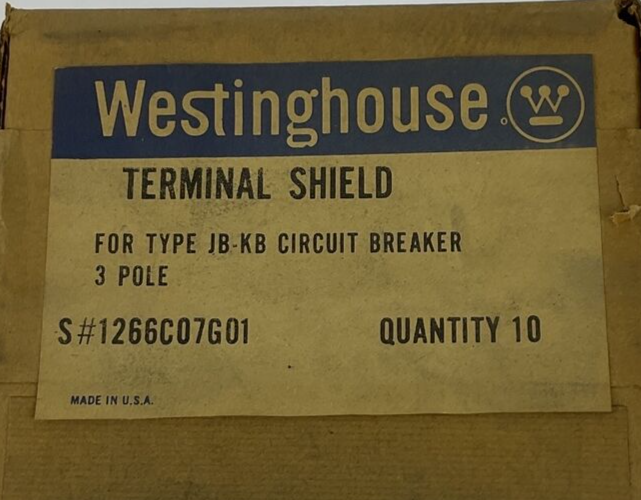 WESTINGHOUSE 1266C07G01 TERMINAL SHIELD FOR JB-KB BREAKERS 3POLE **10 IN BOX**