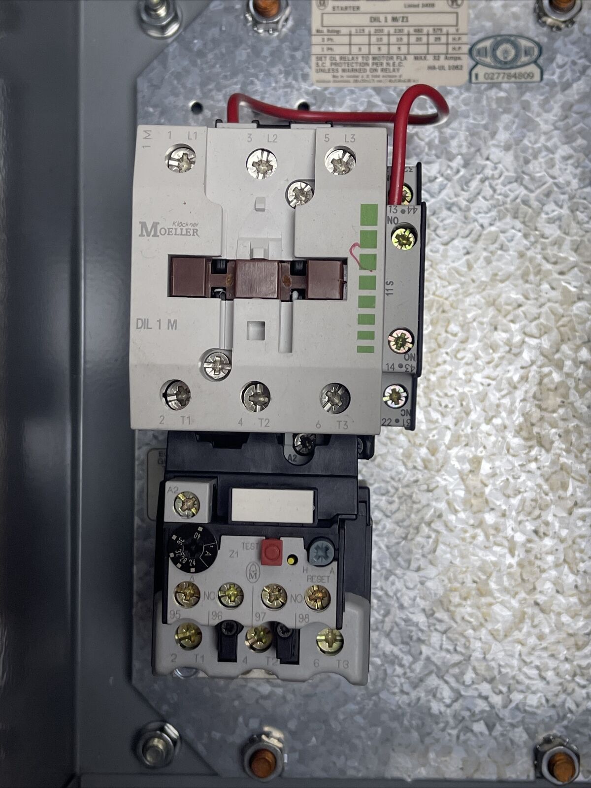 KLOCKNER MOELLER S3GK23X30X17.5/M+W INDUSTRIAL CONTROL PANEL DIL 1 M-Z1 STARTER