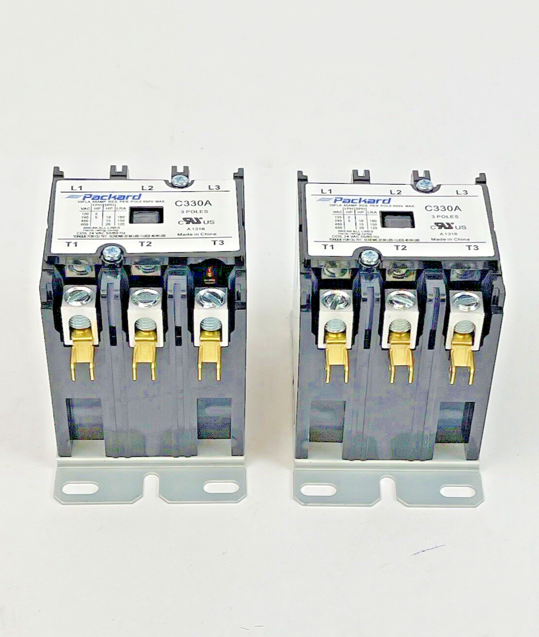 PACKARD *LOT OF 2* - C330A - DEFINITE PURPOSE CONTACTOR - 3 POLE, 30A, 24V 50/60