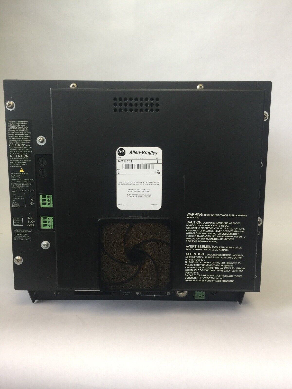 ALLEN BRADLEY 1400ELTC6 PANELVIEW 1400E 115/230VAC 90W SER E REV E FRN 5.16