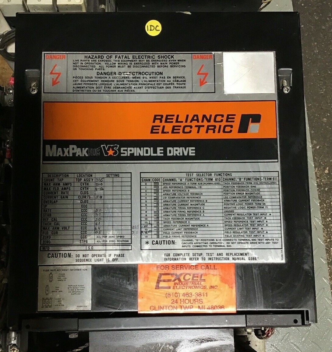 RELIANCE ELEC. 801426-22SB SPINDLE DRIVE MAXPAX PLUS 240V 335A 60HP 3PH 48/62HZ