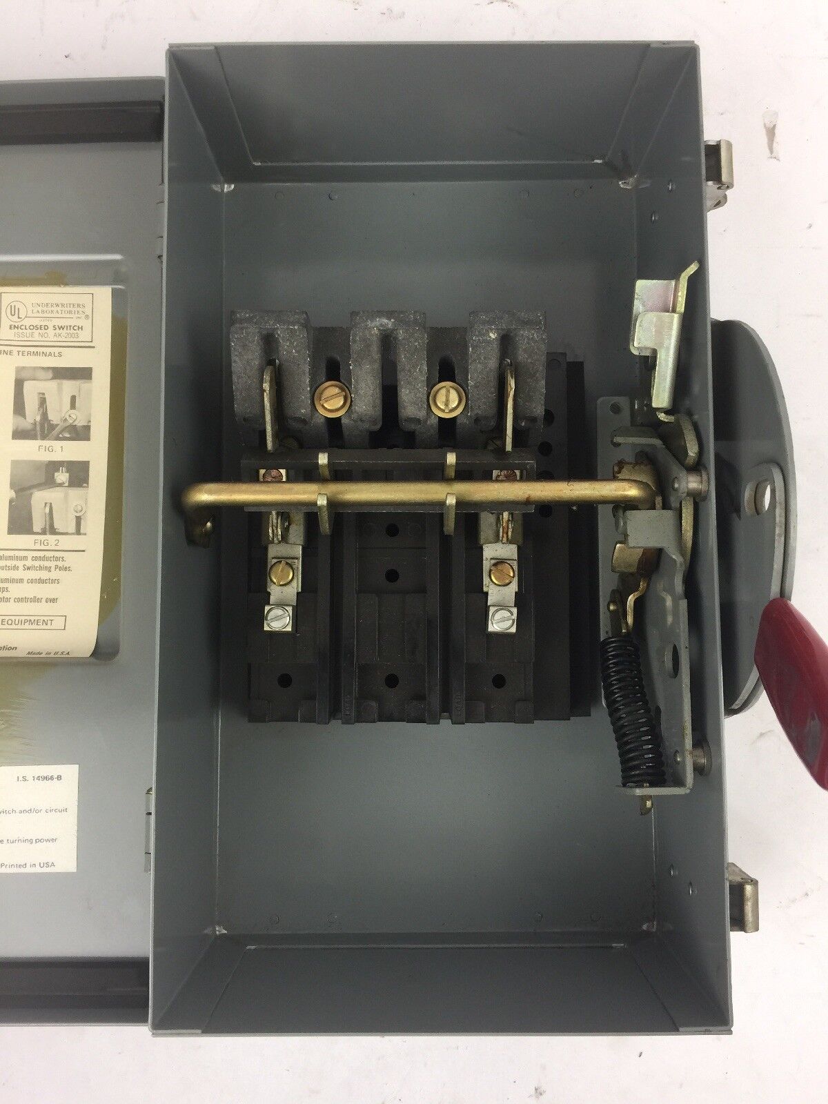 WESTINGHOUSE JHU221 HEAVY DUTY SAFETY SWITCH 240 VAC 250 VDC 30 AMP