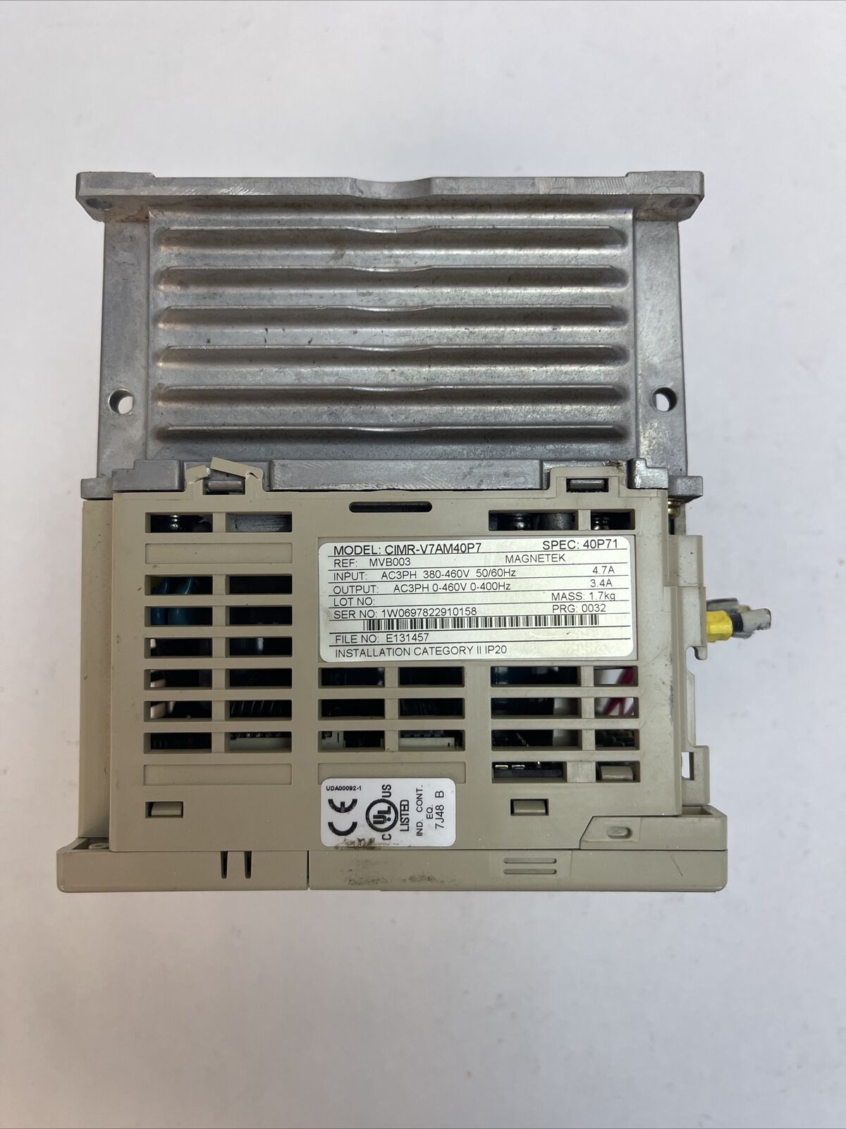MORRIS CIMR-V7AM40P7 INVERTER OUTPUT 0-460V 3.4A INPUT 380-480V 4.7A