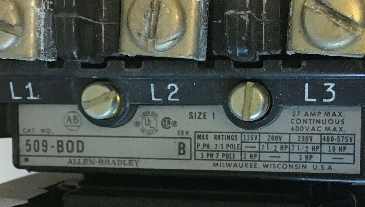 ALLEN BRADLEY 509-BOD STARTER SIZE 1 SER.B W/CB236 COIL W30 HEATER