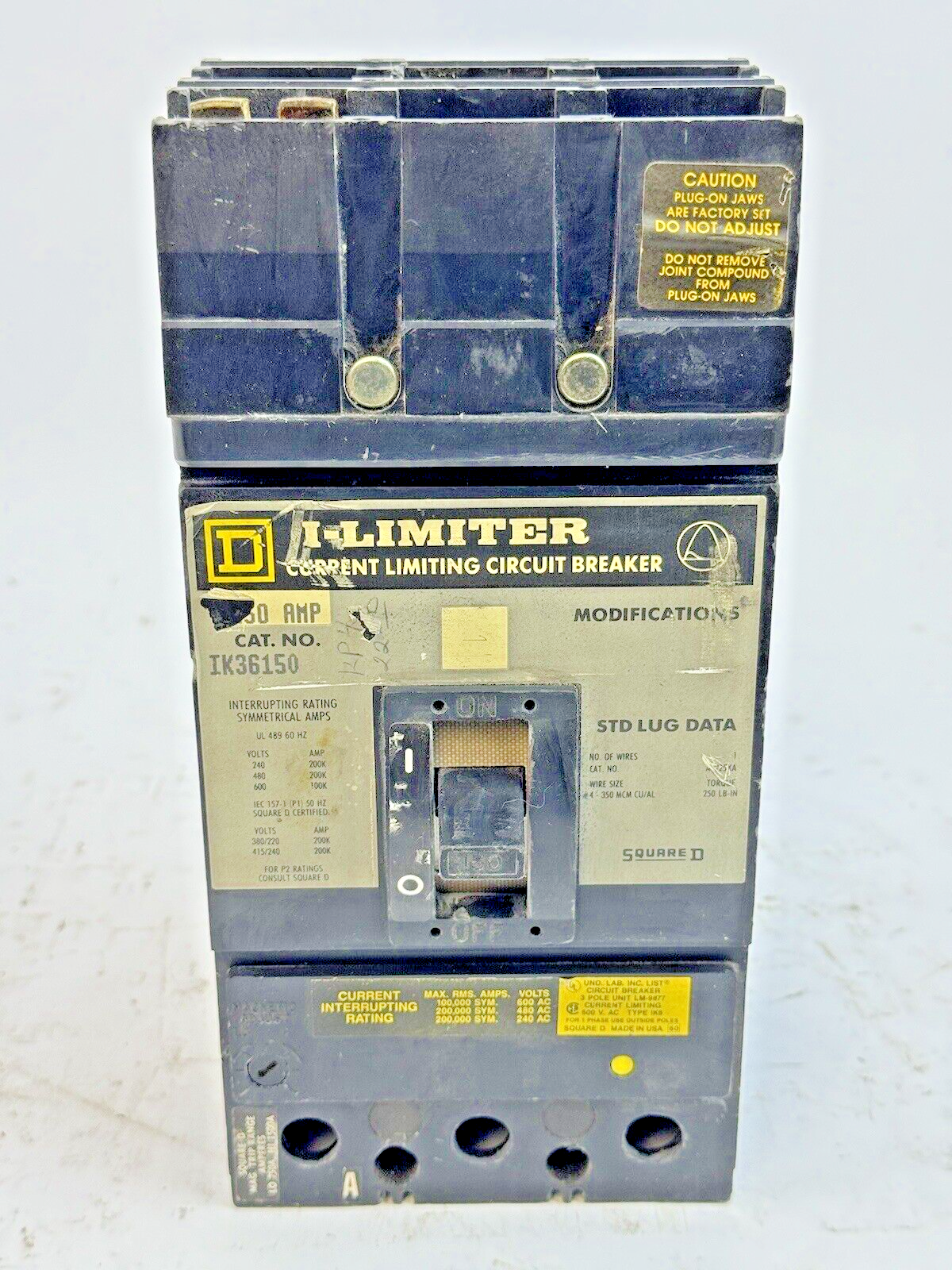 SQUARE D - IK36150 - I-LINE MOLDED CASE CIRCUIT BREAKER - 150 AMP/3 POLE/600 VAC