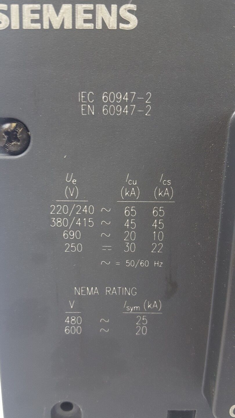 SIEMENS VL630 3VL5763-1AA360AA0 3VL9563-7DC30