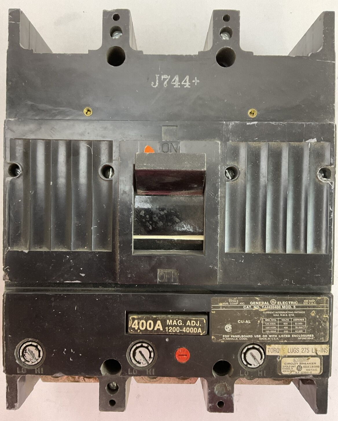 GE TJJ436400 MOD 5 CIRCUIT BREAKER 400AMP 600VAC 3POLE