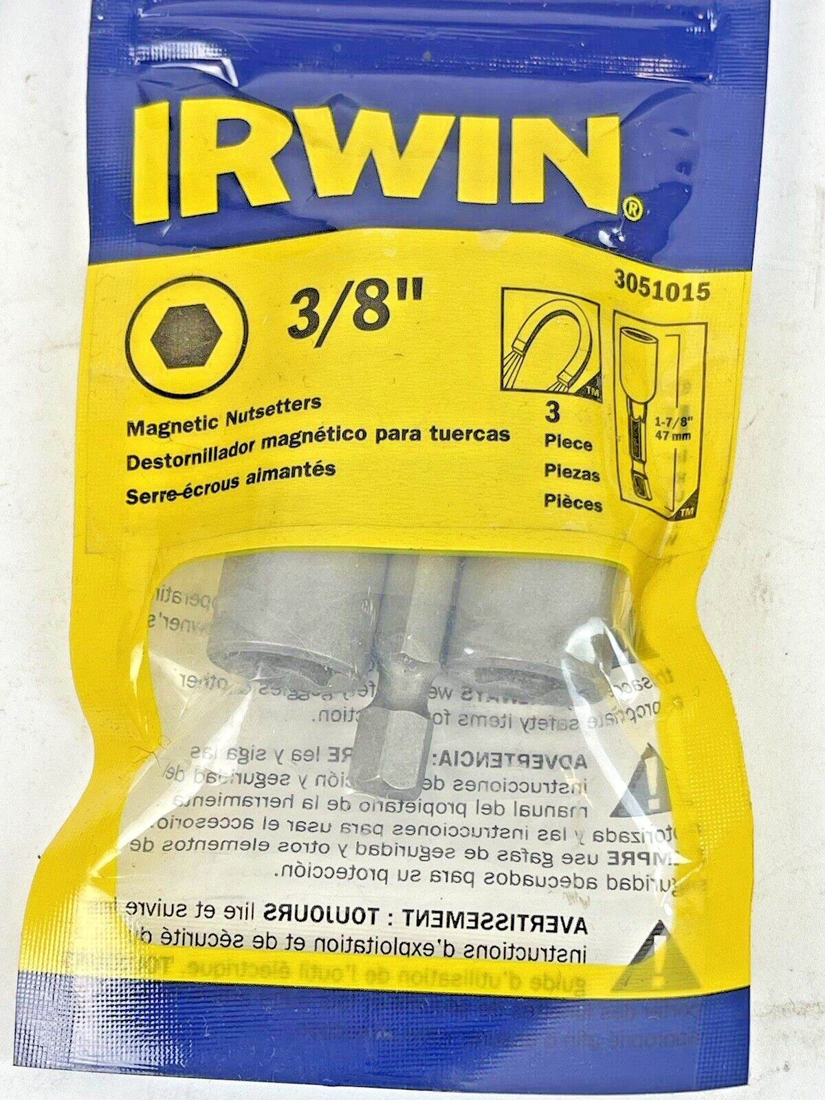 IRWIN SPEEDBOR - 3051015 *LOT OF 2 PACK (6 TOTAL)* - 3/8" MAGNETIC NUTSETTERS