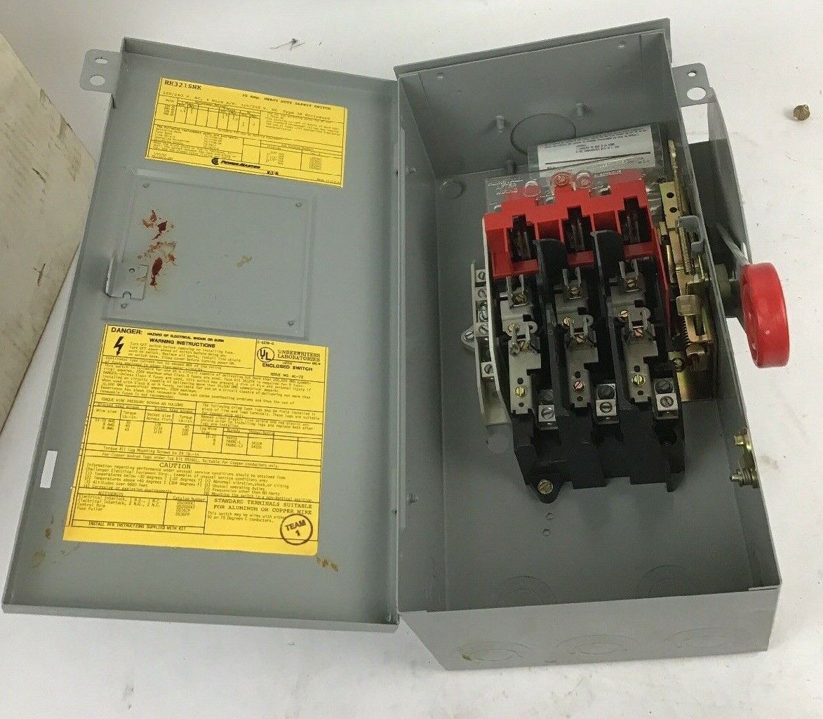 POWERMASTER RH321SNK HEAVY DUTY SAFETY SWITCH, 3R RAINPROOF 30AMP 240VAC FUSIBLE