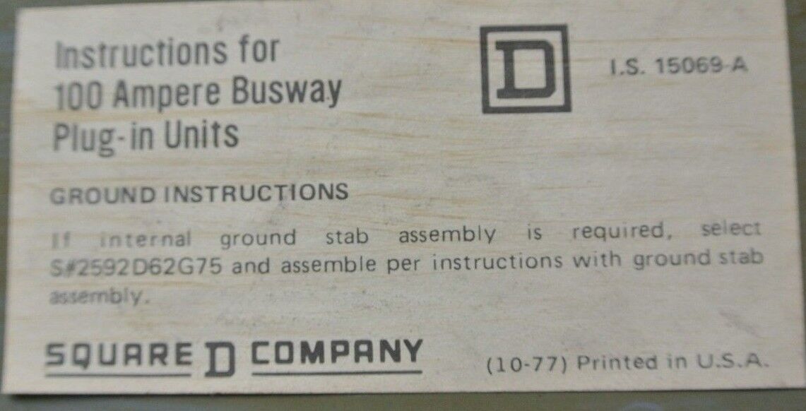 SQUARE D 100A BUSWAY PLUG-IN UNIT