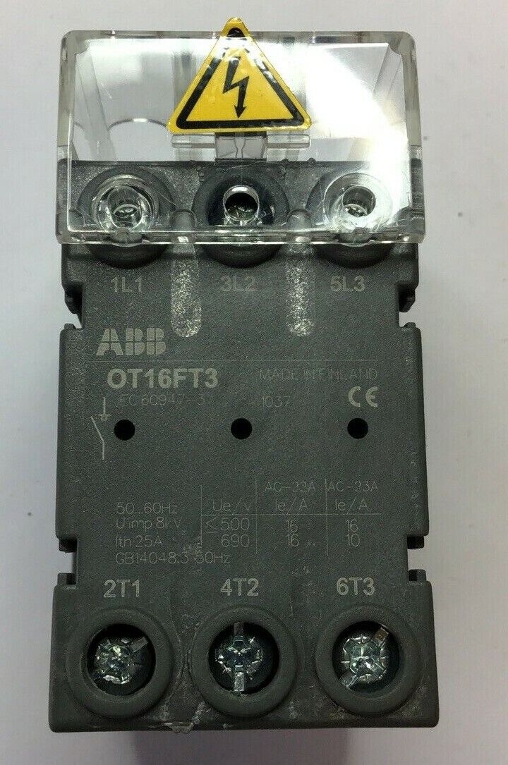 ABB OT16FT3 SWITCH DISCONNECTOR 60HZ 8KV 20A 600VAC