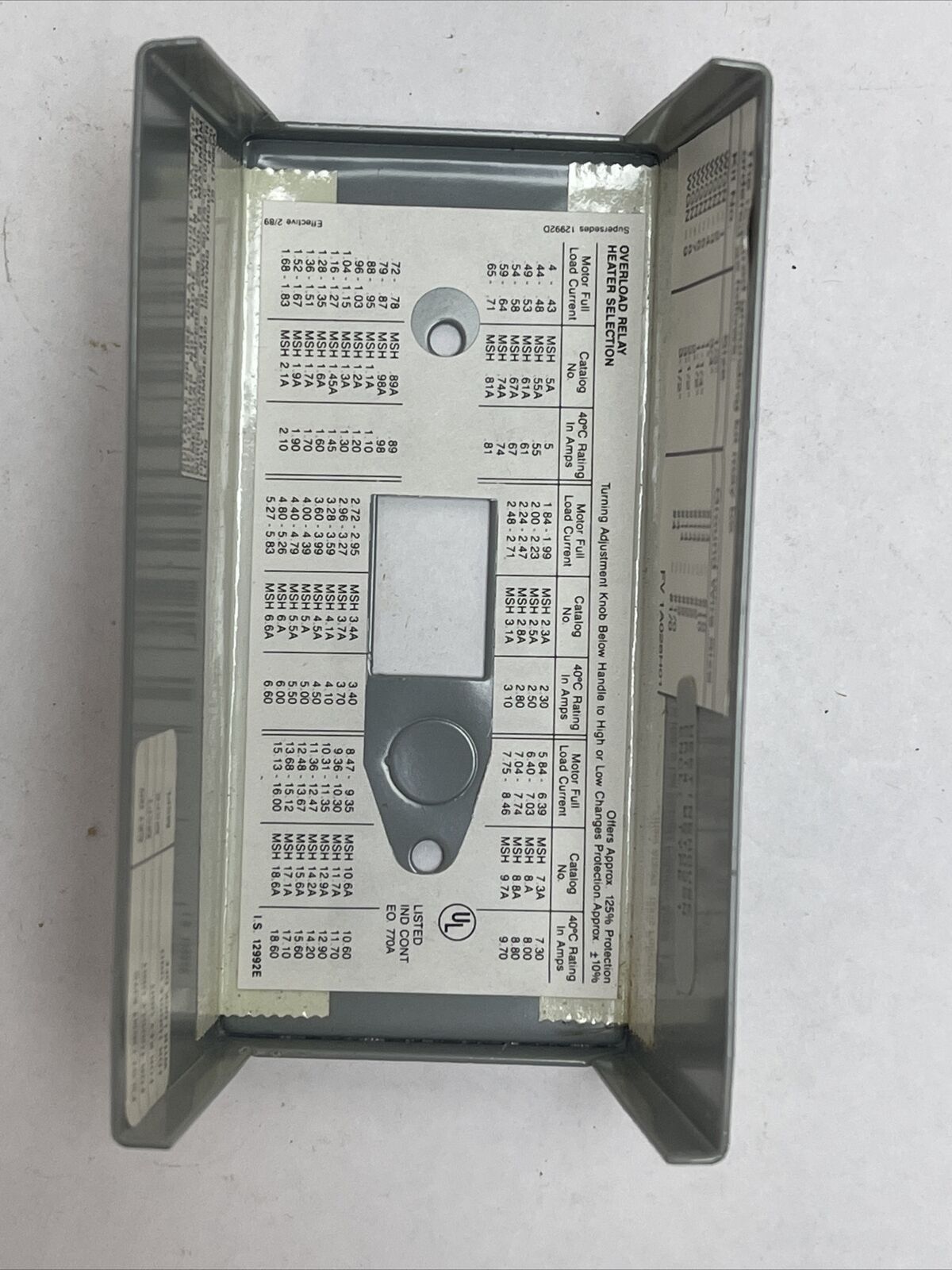 WESTINGHOUSE MST02SN MANUAL STARTER SWITCH 2 POLE NEMA 1 ENCLOSURE 1HP 115-230V