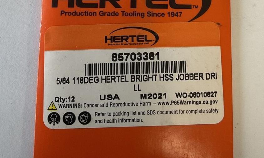 HERTEL 5/64 85703361 118DEG BRITE HIGH SPEED JOBBER DRILL BIT ***PACK OF 12***