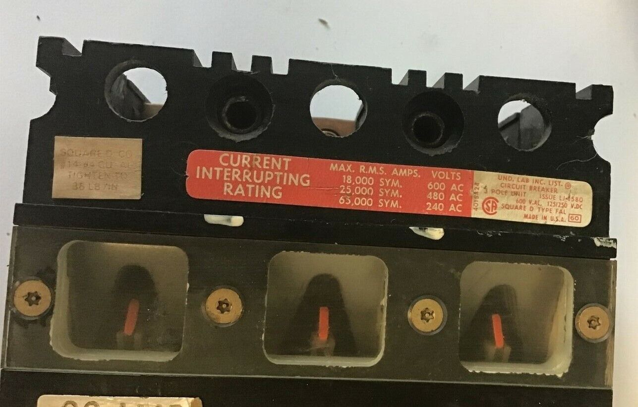 SQUARE D FHL 36020-V CIRCUIT BREAKER 600VAC 20AMP