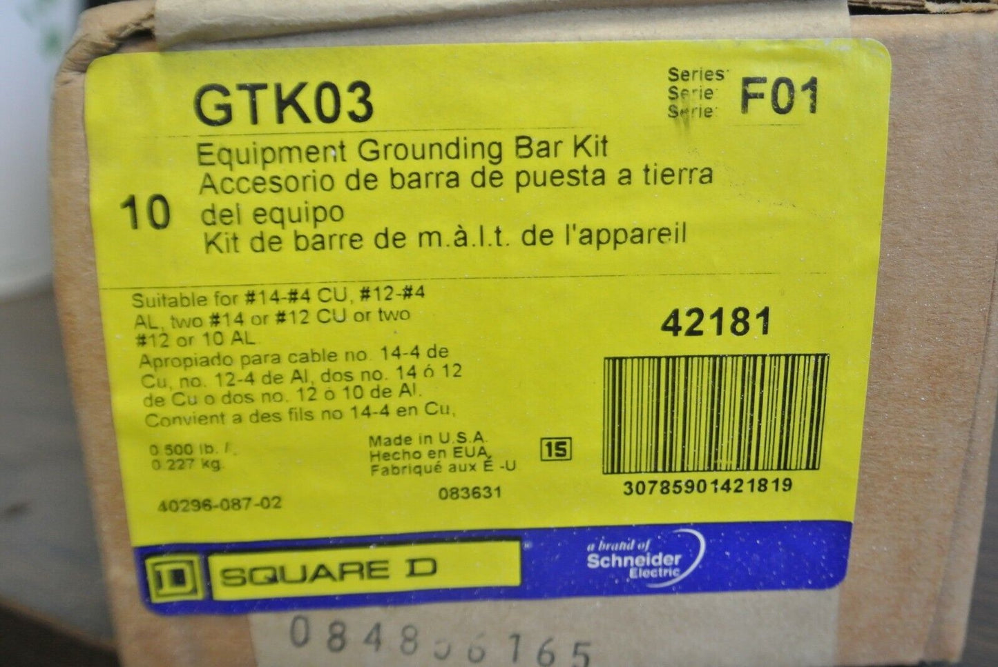 BOX of 10 / SQUARE D GTK03 EQUIPMENT GROUNDING BAR KITS / NEW SURPLUS