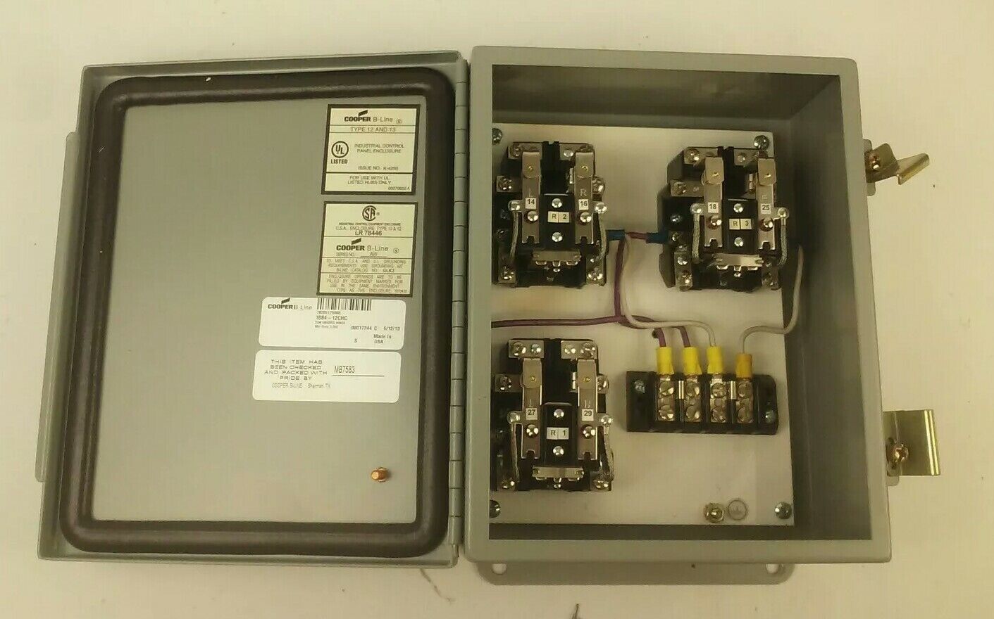 DAYTON 5X847N POWER RELAY 8 PIN 120V, COOPER B-LINE 1084-12CHC TYPE 12 & 13 ENCL