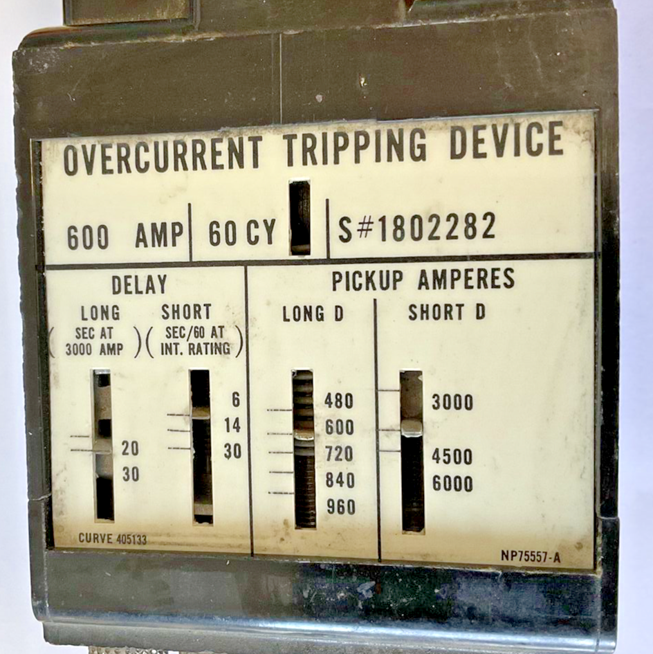WESTINGHOUSE 1802282 OVERCURRENT TRIPPING DEVICE 600A 60CY