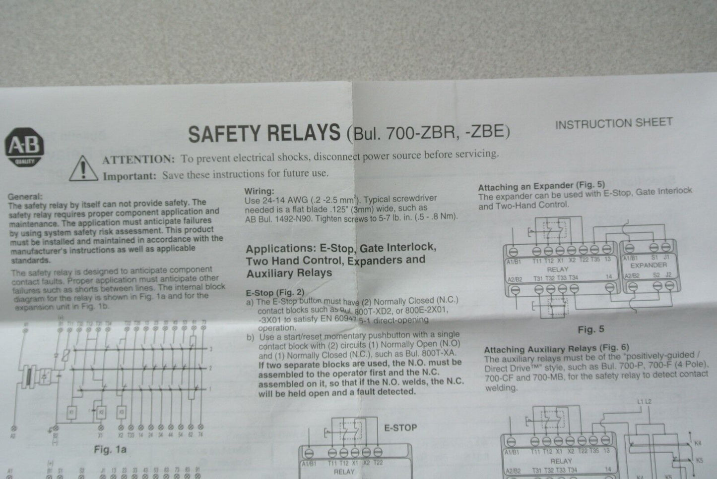 ALLEN-BRADLEY 700-ZBR100AZ1 Ser. A SAFETY RELAY 120V / 24V - NEW SURPLUS