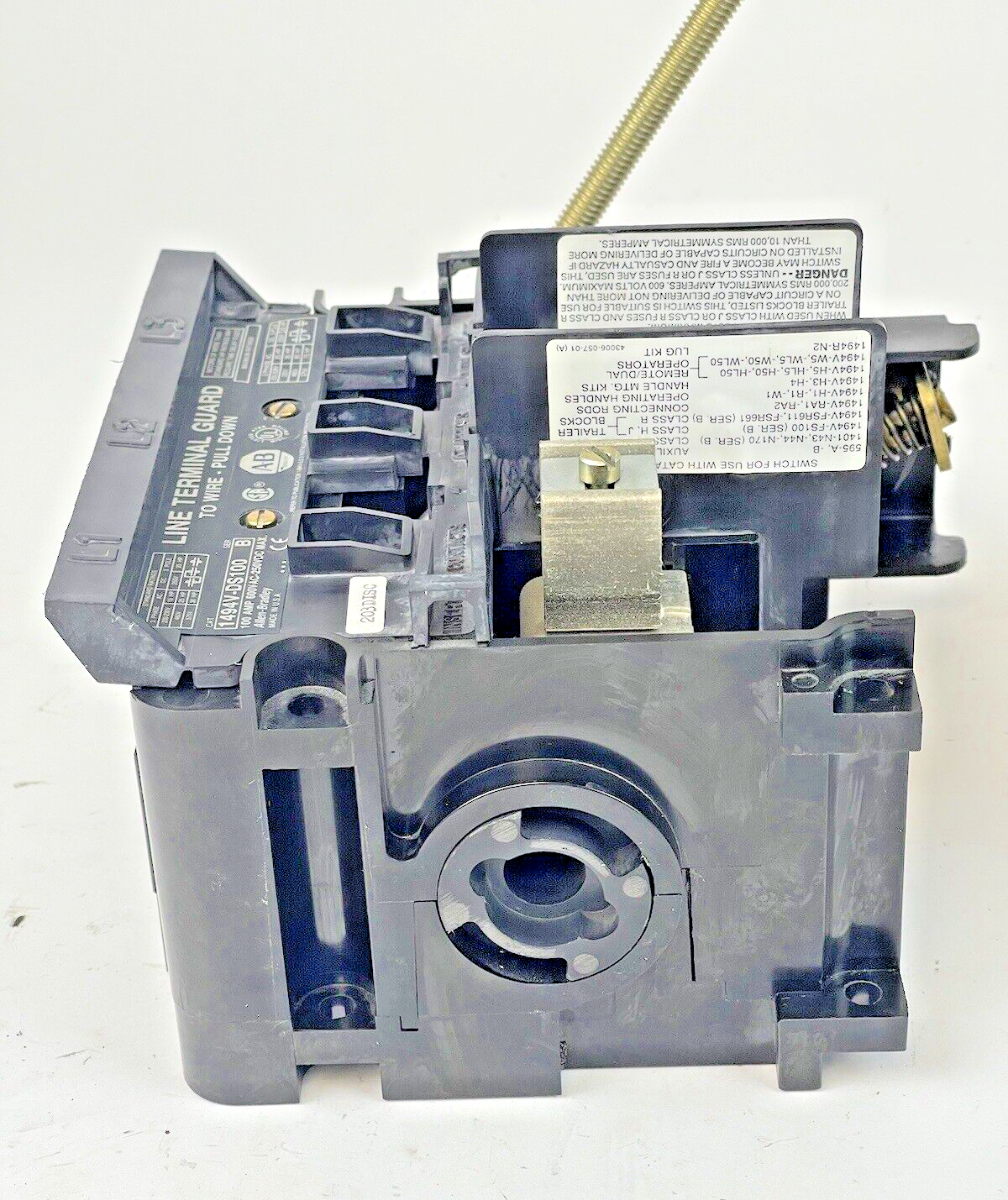 ALLEN BRADLEY - 1494V-DS100 SER. B - DISCONNECT SWITCH WITH - 1494V-FS100 BLOCK