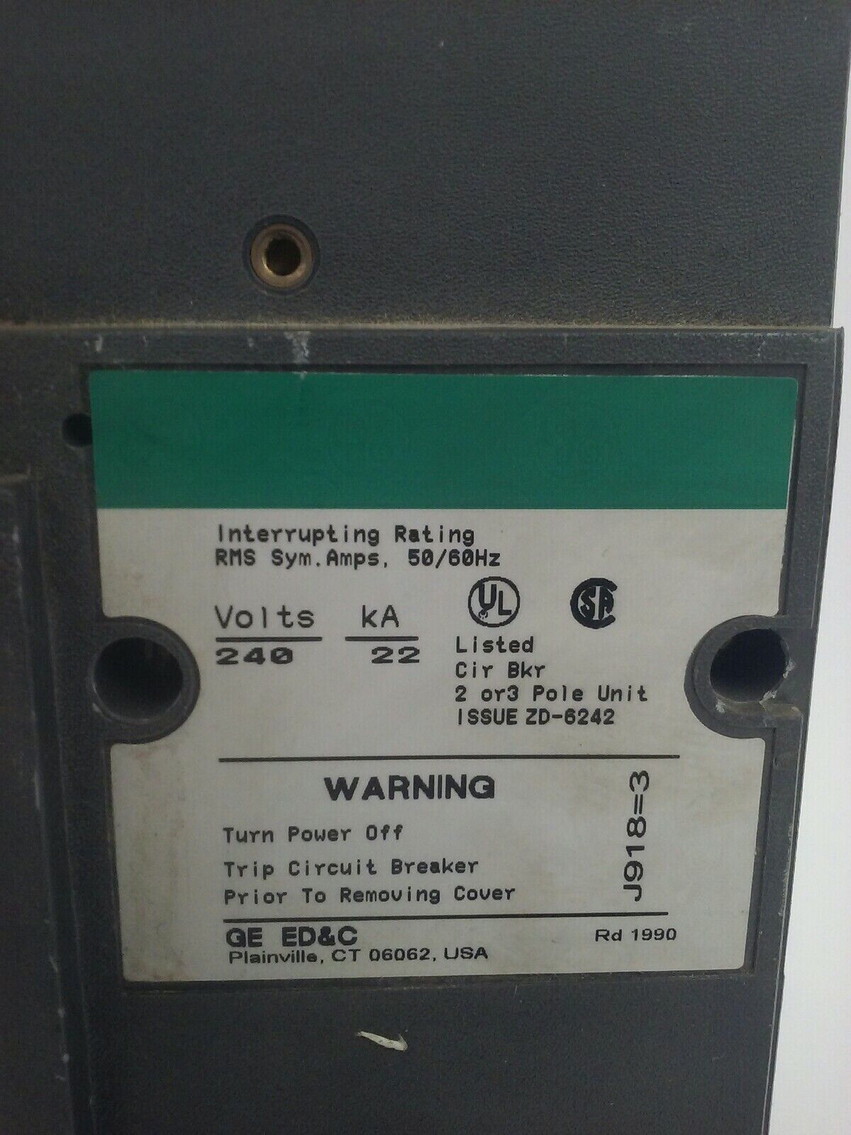GENERAL ELECTRIC TJD432400 CIRCUIT BREAKER TRIP UNIT 400A 240VAC/250VDC 3P 22KA