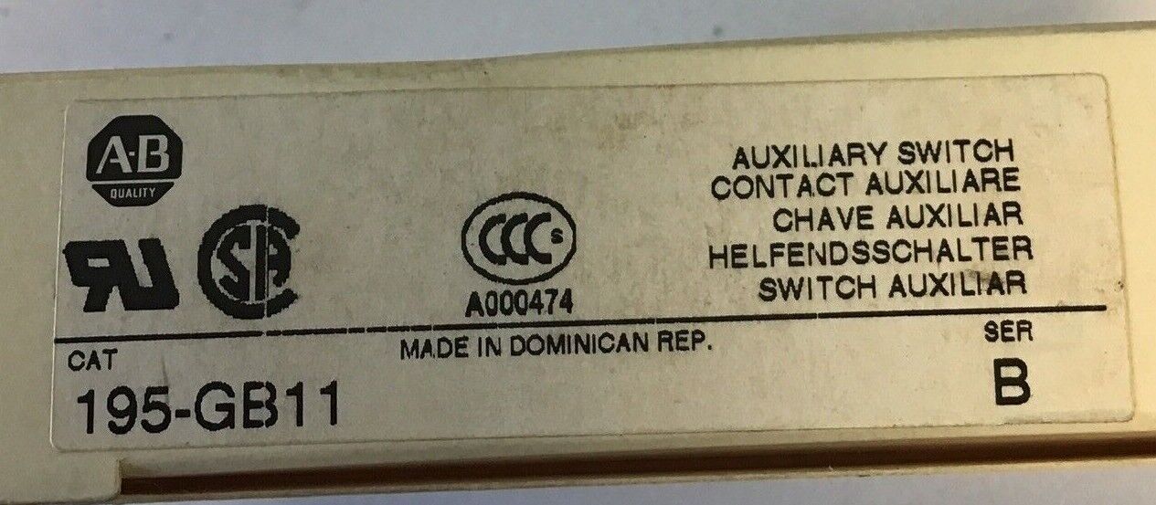 ALLEN BRADLEY 195-GB11 AUXILIARY SWITCH CONTACT SER.B