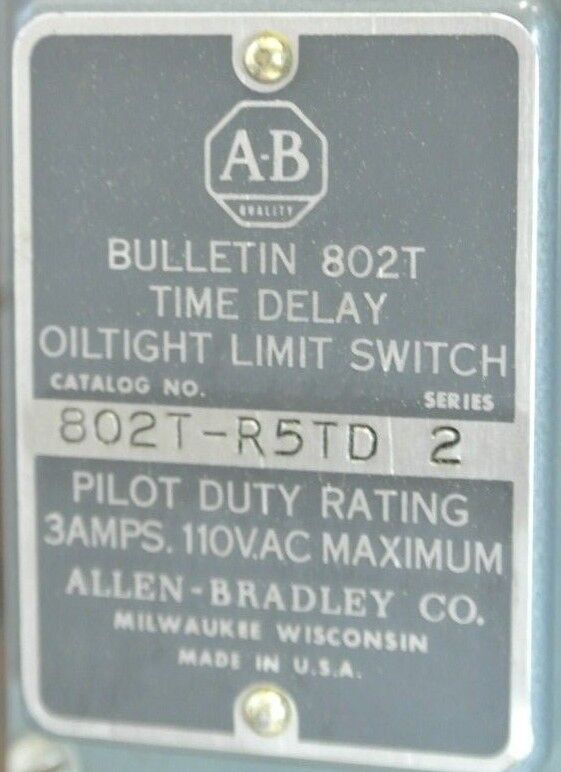 ALLEN-BRADLEY 802T-R5TD Ser. 2 TIME DELAY OILTIGHT LIMIT SWITCH, - NEW SURPLUS