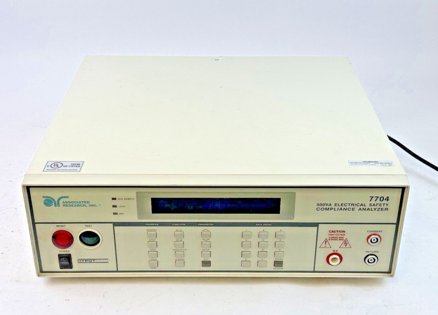 ASSOCIATED RESEARCH INC. - 7704 - HYPOT MAX-500VA ELEC. SFTY COMPLIANCE ANALYZER