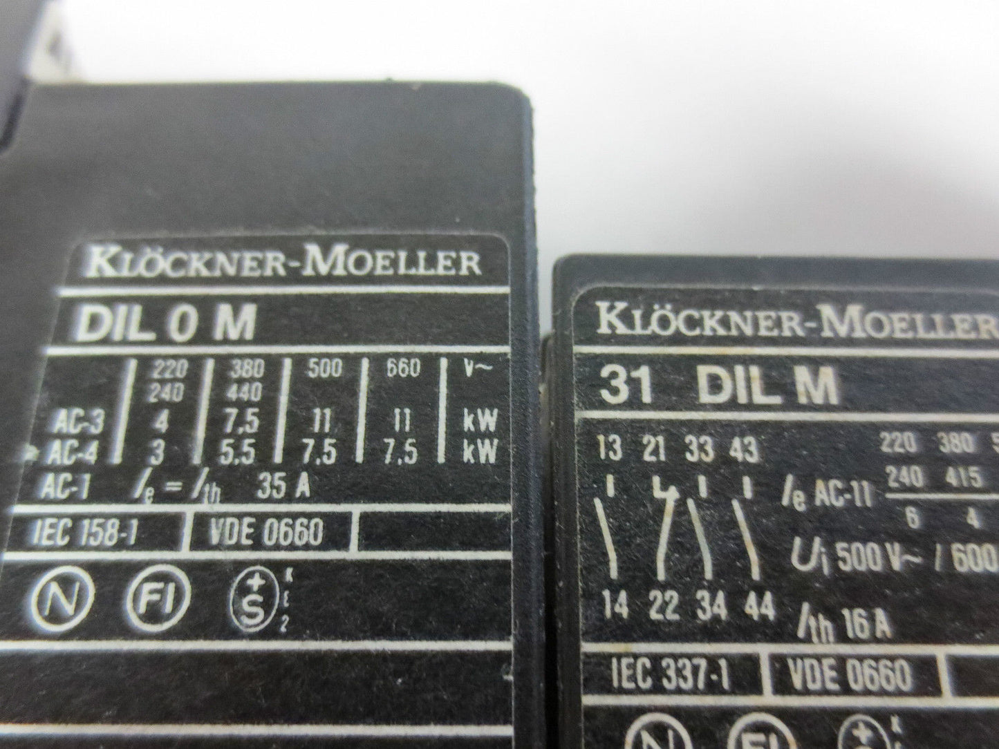 KLOCKNER-MOELLER DIL 0 M + 31 DIL M RELAY / CONTACTOR ASSEMBLY