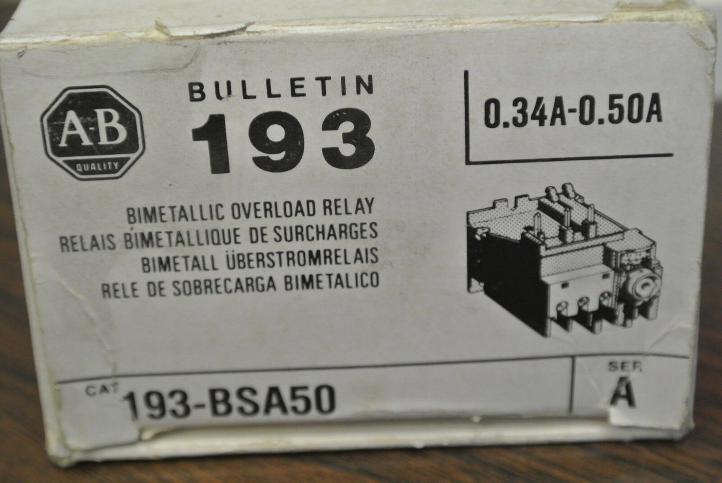 ALLEN-BRADLEY 193-BSA50 BI-METALLIC OVERLOAD RELAY 0.34A-0.50A / NEW SURPLUS