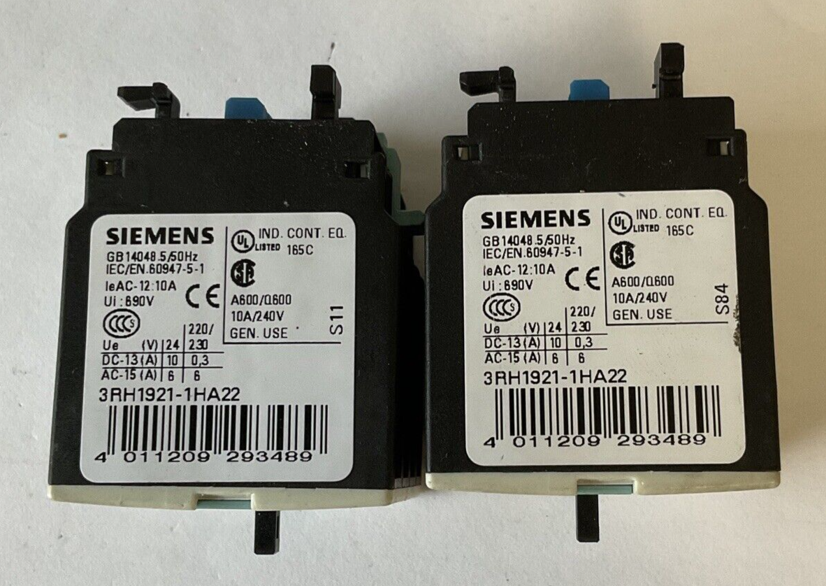 SIEMENS 3RH1921-1HA22 CONTACT BLOCK 10A 240V****LOTOF2****