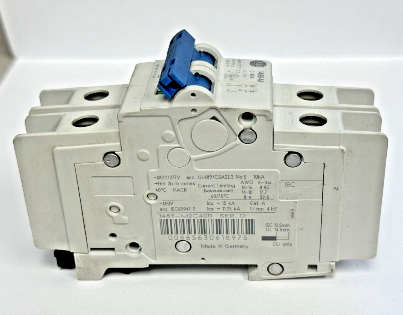 ALLEN-BRADLEY - 1489-M2C400 SER. D - MINIATURE CIRCUIT BREAKER - 2 P, 40A, 277 V