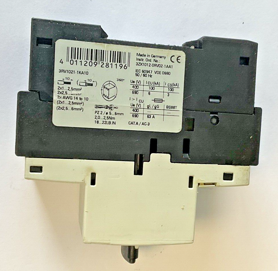 SIEMENS 3RV1021-0KA10,3RV1021-1KA10 MOTOR CONTROL 600V****LOTOF2***