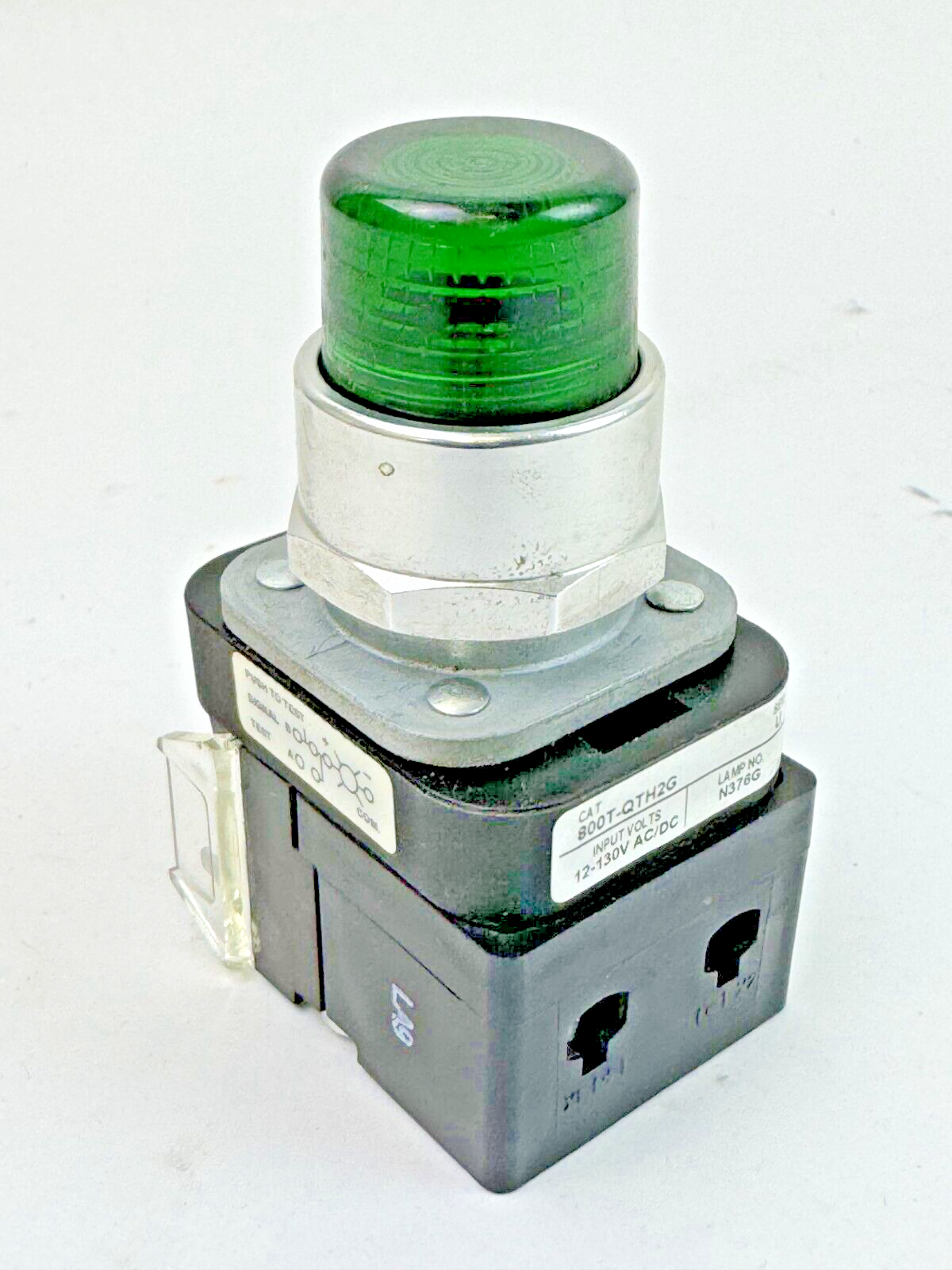 ALLEN-BRADLEY - 800T-QTH2G SER. U - GREEN ILLUMINATED PUSH BUTTON W/ BLOCK