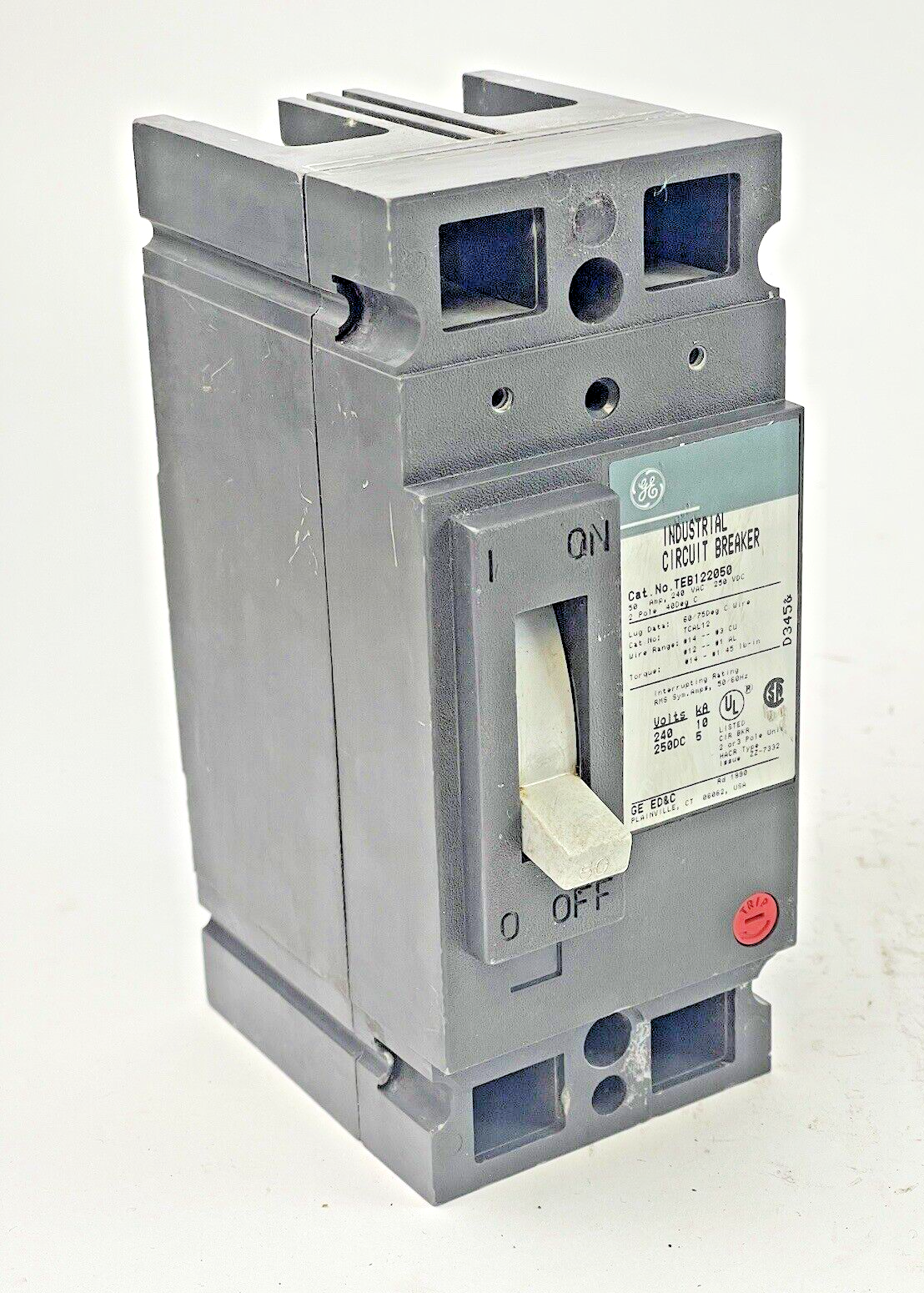 GE - TEB122050 - CIRCUIT BREAKER - 240 VAC, 20 A, 2POLE - HACR TYPE