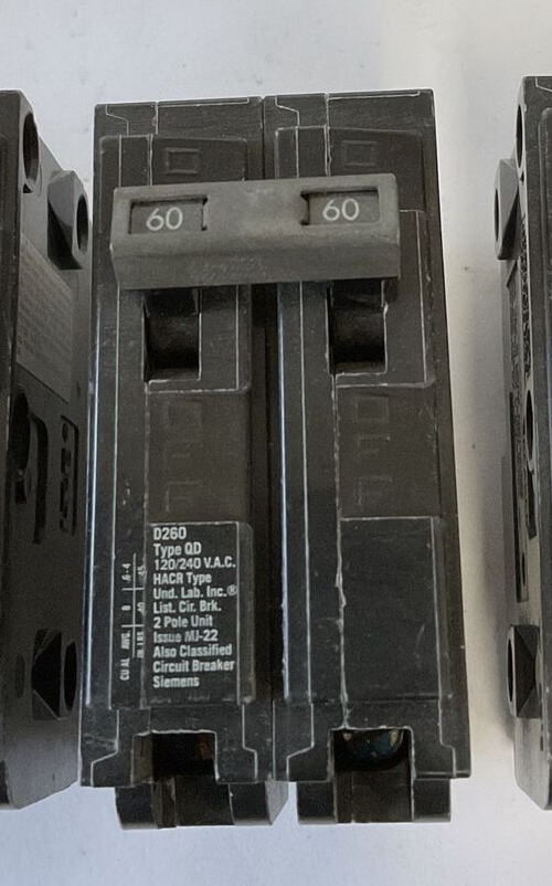 SIEMENS D260 CIRCUIT BREAKER 120/240VAC 60A 2POLE HACR TYPE***LOTOF4***