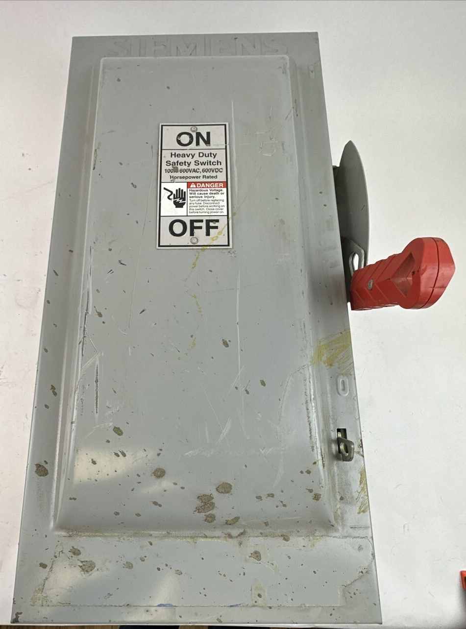 SIEMENS HF363 TYPE VB II FUSIBLE HD SAFETY SWITCH 600V 100AMP NEMA TYPE 1 INDOOR