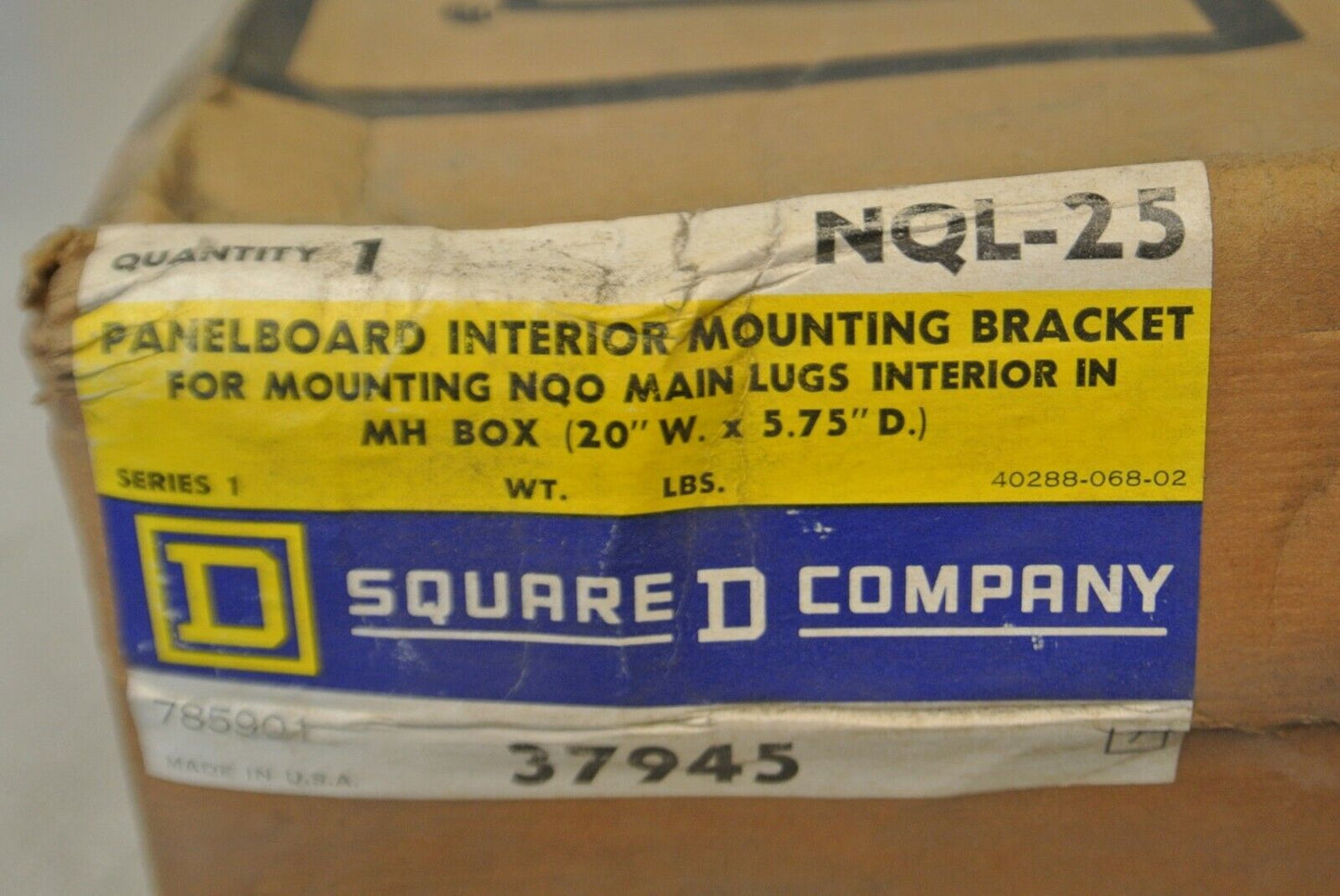 SQUARE D NQL-25 PANELBOARD INTERIOR MOUNTING BRACKET / NEW SURPLUS