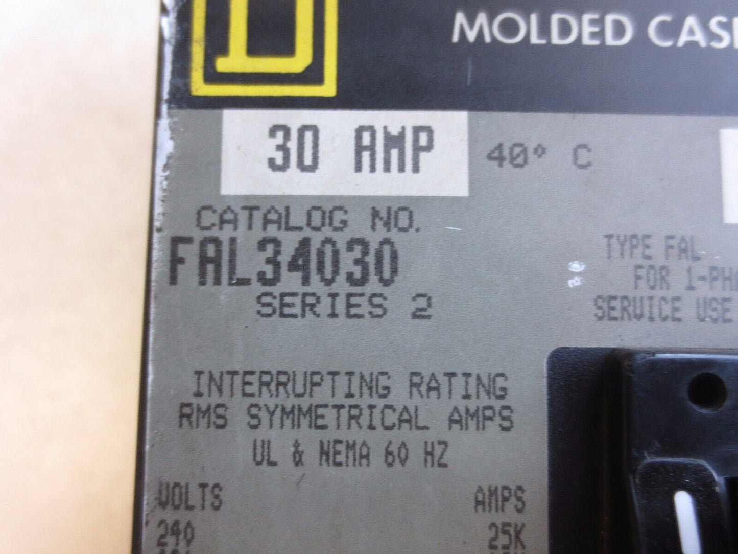 SQUARE D FAL34030 MOLDED CASE CIRCUIT BREAKER - 30A, 240VAC
