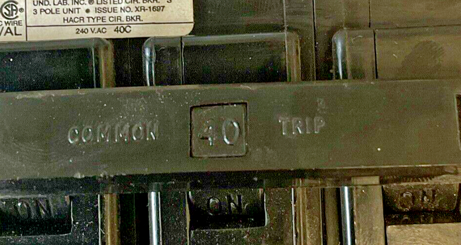 WESTINGHOUSE BAB3040HT CIRCUIT BREAKER 40A 3POLE TYPE BA 240VAC